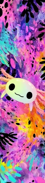 Free kawaii axolotl bookmark featuring a less details neon kawaii axolotl